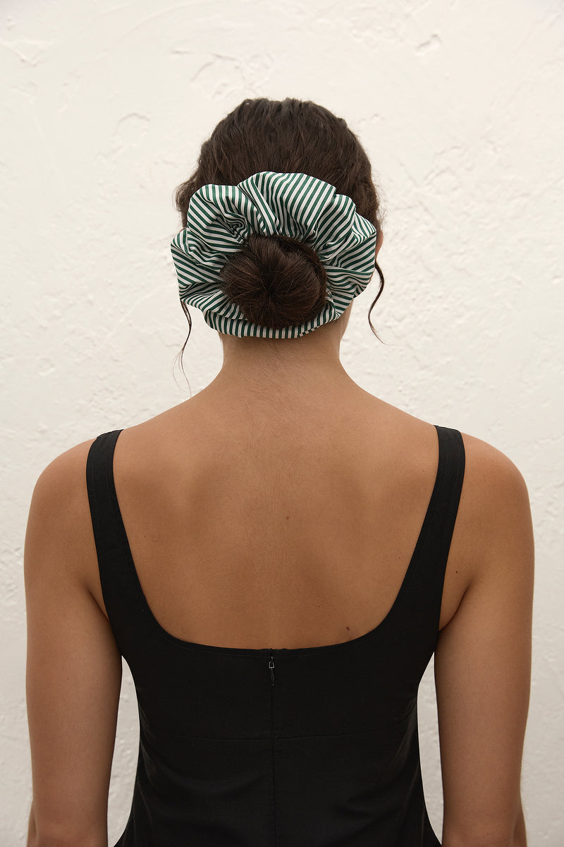 Hair Scrunchie Green Stripe - Image 3