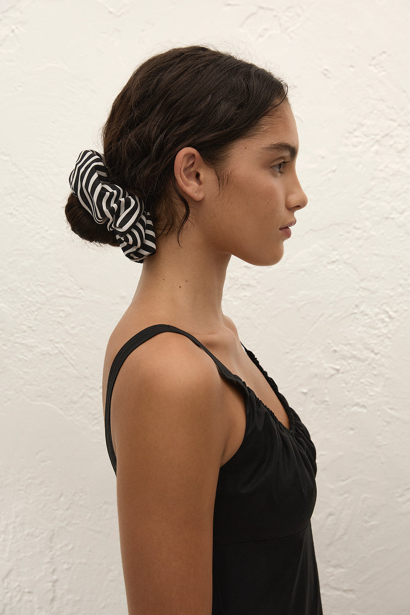 Hair Scrunchie Toscano Stripe Black