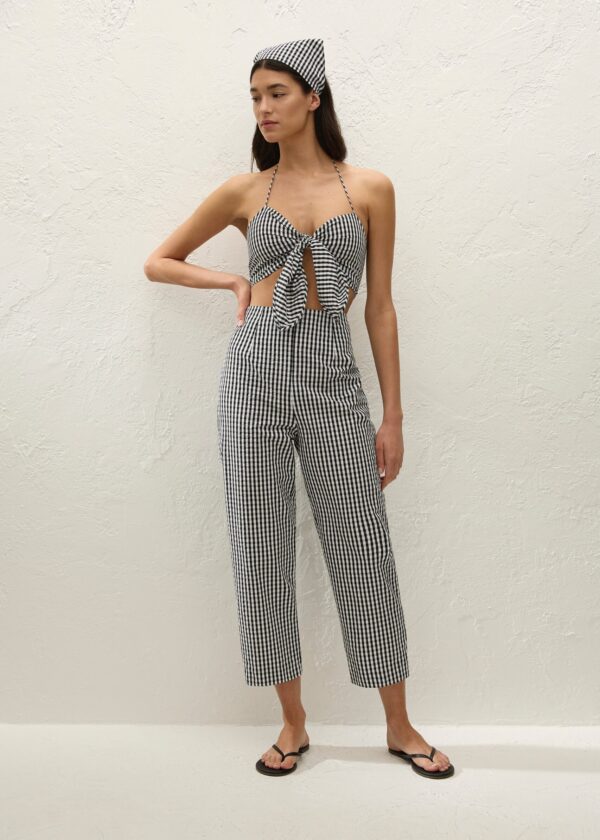 Claudine Pant Black Textured Gingham - Final Sale